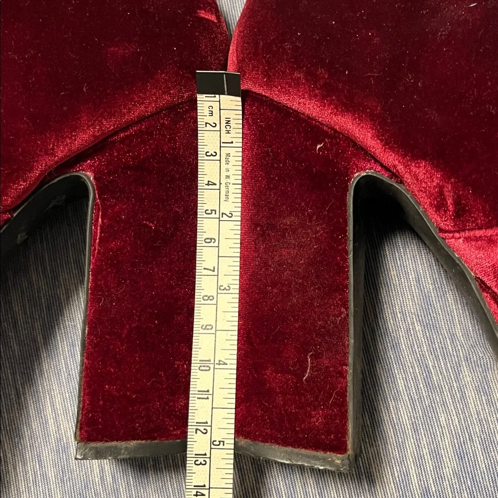 Deep red / Purple Velvet Platform Boots - Picture 11 of 14